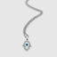 White gold Hamsa hand pendant necklace, curb chain link detail

