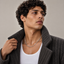 DVNCI white gold lip link chain necklace worn by model collarbone lifestyle shot
