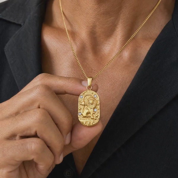 DVNCI Leo zodiac pendant lion symbol gold star sign jewelry