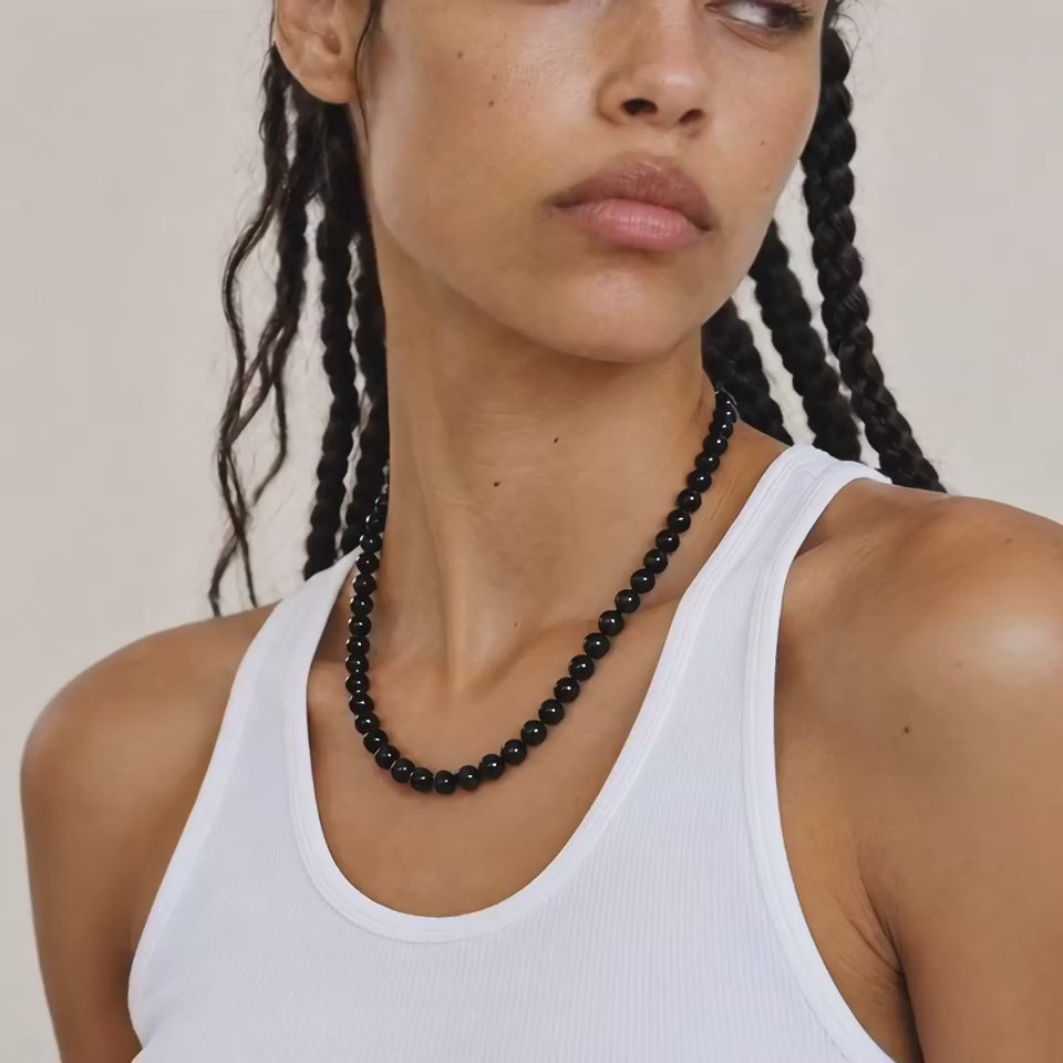 Onyx bead natural stone necklace luxury gift 