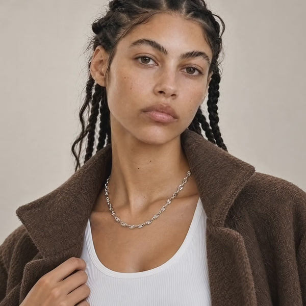 white gold lip link chain necklace 