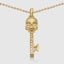 Skull key pendant with moissanite diamonds in 18k yellow gold