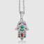 18k Gold Hamsa Hand Pendant with Evil Eye Symbol